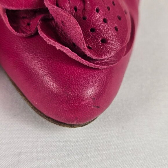 Vintage Nickles Size 8.5B Pink Leather D'Orsay Heels Leather Flower Accent Italy - Picture 4 of 14